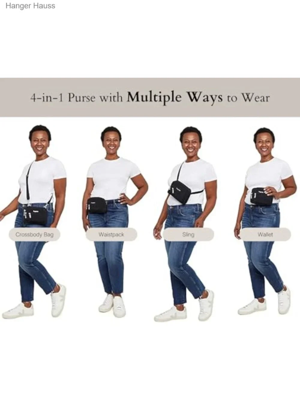Convertible Crossbody Bag with Removable Strap for Travel